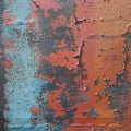 Old sheet of iron covered in rust, adorned with multicolored paint Royalty Free Stock Photo