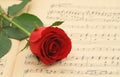 Old sheet music with rose Royalty Free Stock Photo