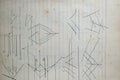 Old sheet of paper with geometric lines Royalty Free Stock Photo