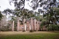 Old Sheldon Church ruins in Yemassee South Carolina, church is from the Revolutionary War and burned down Royalty Free Stock Photo