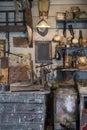 Old Shelves and Arts and Crafts Materials Royalty Free Stock Photo