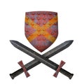 Old shield and two swords Royalty Free Stock Photo