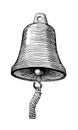 Ship bell with rope, ink hand drawn vintage illustration