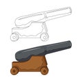 Old ship cannon. Pirate weapons. Hand drawing. cartoon style. Vector illustration Royalty Free Stock Photo