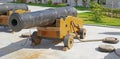 Old ship cannons in the museum Royalty Free Stock Photo