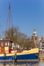Old ship and church tower in the center of Meppel