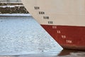 Old ship draft on hull, scale numbering, waterline Royalty Free Stock Photo