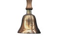 Old ship hand bell made of yellow metal with an anchor pattern, isolate Royalty Free Stock Photo