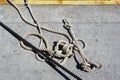 Old Ship rope knot on pier background Royalty Free Stock Photo