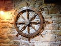 Old Ship`s Wheel in Bar Ship Inn on Lindisfarne The Holy Island