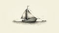 Hand Drawn Sailing Yacht Illustration In Sepia Tone Royalty Free Stock Photo