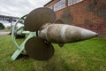 Old ship screw. Territory of the Army Research Center. Royalty Free Stock Photo