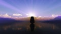 old ship at sea sunset illustration Royalty Free Stock Photo