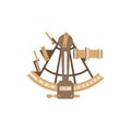 Old ship sextant. Vector illustration in a flat style