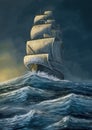 Old ship in the storm Royalty Free Stock Photo