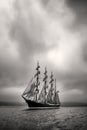 Old ship with white sales Royalty Free Stock Photo