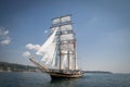 Old ship with white sales Royalty Free Stock Photo