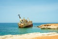Old ship wreck in Mediterranean sea around the coast of Paphos,Cyprus Royalty Free Stock Photo