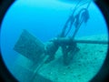 an old ship wreck view from submarine