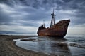 Dimitrios is an old ship wrecked on the Greek coast and abandoned on the beach Royalty Free Stock Photo