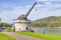 Old shipping crane in Andernach on Rhine river Royalty Free Stock Photo