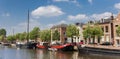 Old ships at a canal in Leeuwarden Royalty Free Stock Photo