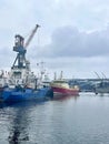 Old ships in the cargo port of Murmansk, Russia Royalty Free Stock Photo