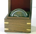 Old ships compass in open box Royalty Free Stock Photo