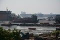 Old ships dismantled at ship-breaking yards in Chittagong, Bangladesh.Inside of Ship breaking yard.