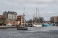 Old ships in Gdansk harbor