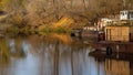 Old ships at the pier, rusty and empty barges Royalty Free Stock Photo