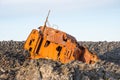 Old shipwreck on the coastline of Grindavik in Iceland Royalty Free Stock Photo