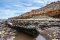 Old shipwreck of a trawler at Hunstanton cliffs in England Royalty Free Stock Photo