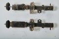 old shock absorber struts removed from the car, used parts