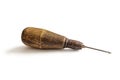 An old shoemaker`s awl with a wooden handle on a white background Royalty Free Stock Photo