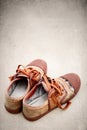 Old shoes on dirty background Royalty Free Stock Photo