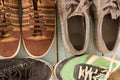 Old shoes. Various colors and vintage style Royalty Free Stock Photo