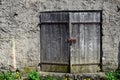 Old shutter door brick wall Royalty Free Stock Photo