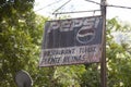 Old sign, on an abandoned food stall, Peru