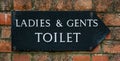 Old sign on brick background - Ladies and Gents toilet sign