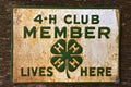 Old sign of a 4-H club member