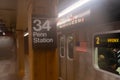 Old sign in the metro at the 34th Street Pennsylvania Station Subway stop in New York City Royalty Free Stock Photo