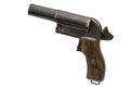 Old signal pistol, flare gun with the hammer cocked, isolated Royalty Free Stock Photo