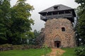 The old Sigulda tower in the protection wall Royalty Free Stock Photo