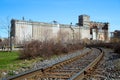 Old silo number 5 in Old port in Montreal city In Canada Royalty Free Stock Photo