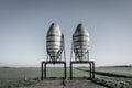 2 old silos near the farmland Royalty Free Stock Photo