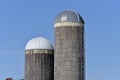 2 old silos in southern wisconsin Royalty Free Stock Photo