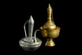 Old silver and brass ewer container pour water, Buddhism Royalty Free Stock Photo