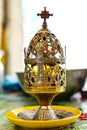 Old silver incense burner. liturgy in the Orthodox Church. Royalty Free Stock Photo