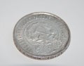 Old silver coin one ruble of the USSR in 1921 Royalty Free Stock Photo